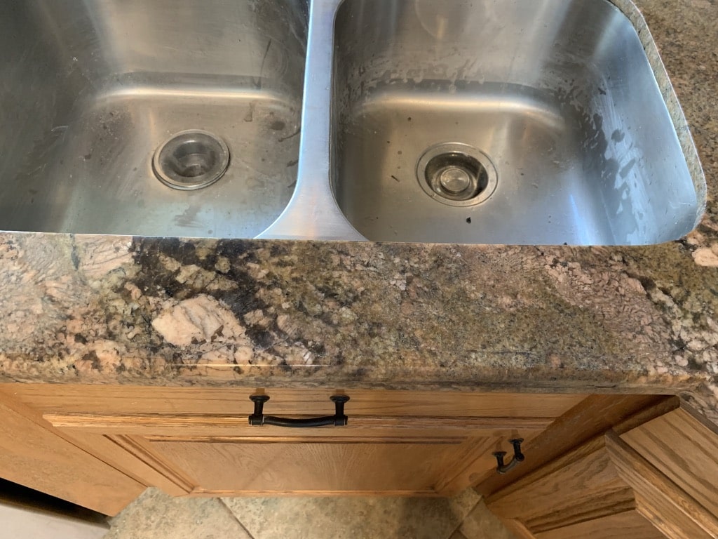 granite repair in front of sink